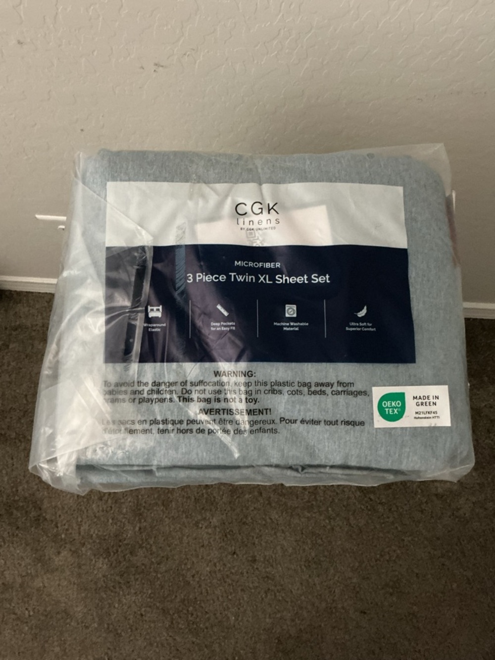 Light Gray 3-Piece Twin XL Sheet Set - Microfiber